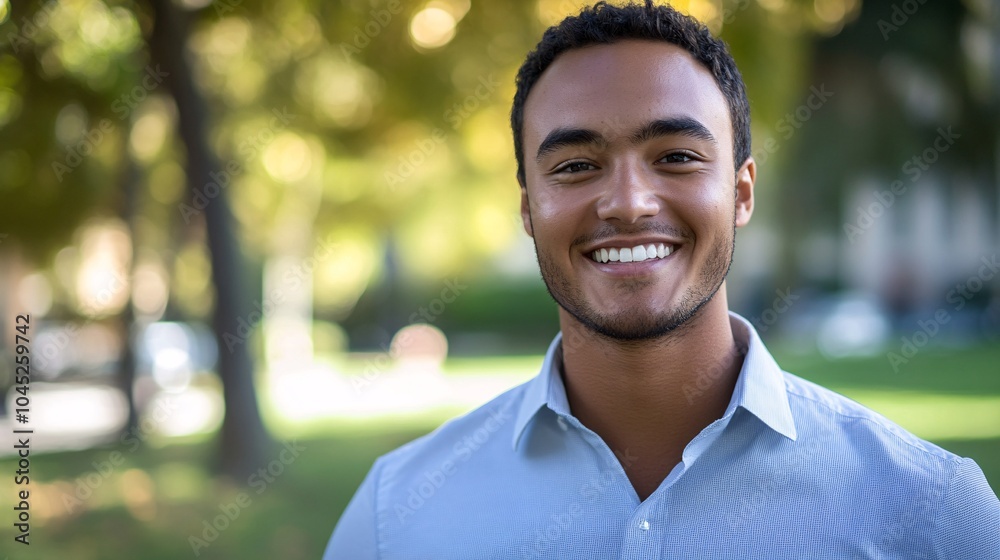 Confident Young Professional Man Smiling Outdoors Confident Young Professional Man Smiling Outdoors