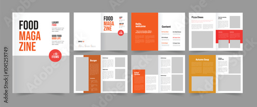 Food Magazine Layout, Cookbook Magazine, Recipe Book Layout Template.