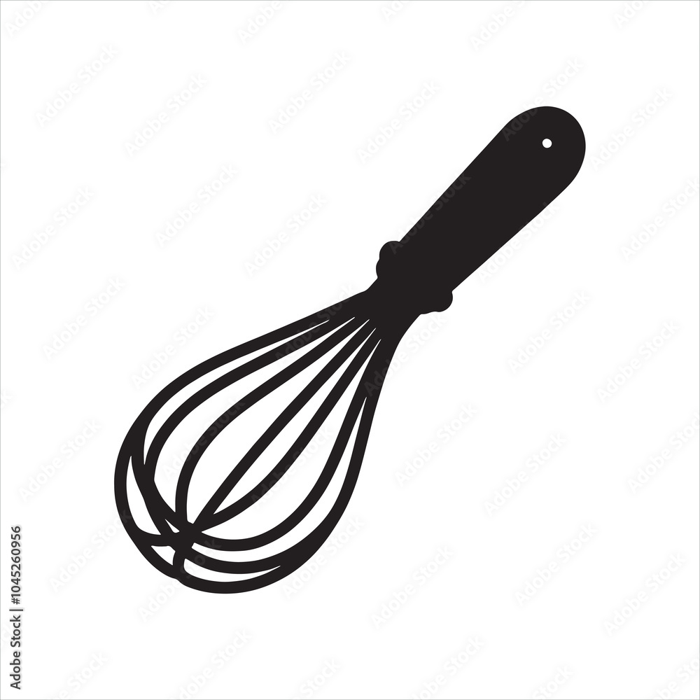 Obraz premium Kitchen Whisk Line Art silhouette on white background 