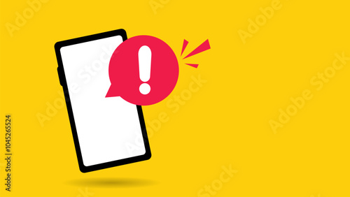 Mobile phone screen with a warning about spam,Alert message mobile notification , fraud, virus.Danger error alerts,computer virus problem.Vector, illustration