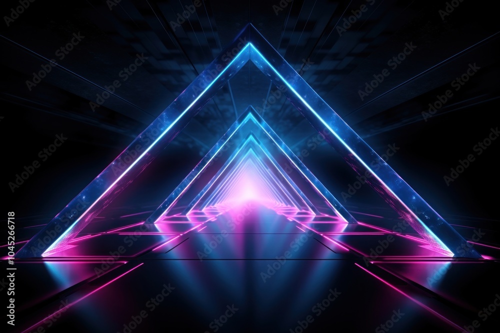 Technology light effect synthwave tunnel triangle grid vaporwave. Technology light effect synthwave tunnel triangle grid vaporwave.