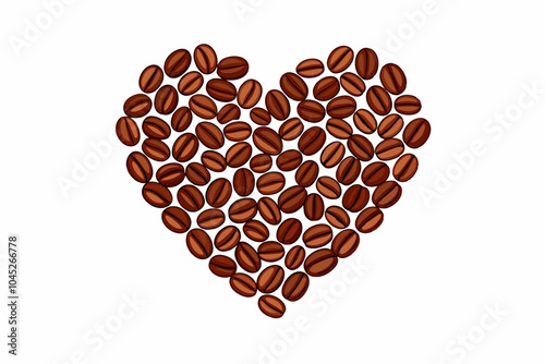 Coffee beans composition heart shaped