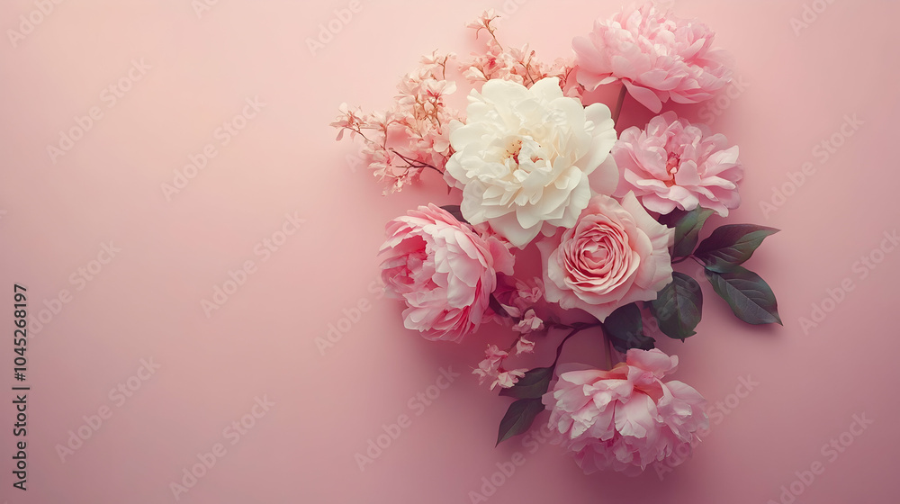 A Delicate and Romantic Bouquet of Roses and Peonies in Soft Pastel Tones, Perfect for Weddings and Special Occasions A Delicate and Romantic Bouquet of Roses and Peonies in Soft Pastel Tones, Perfect for Weddings and Special Occasions