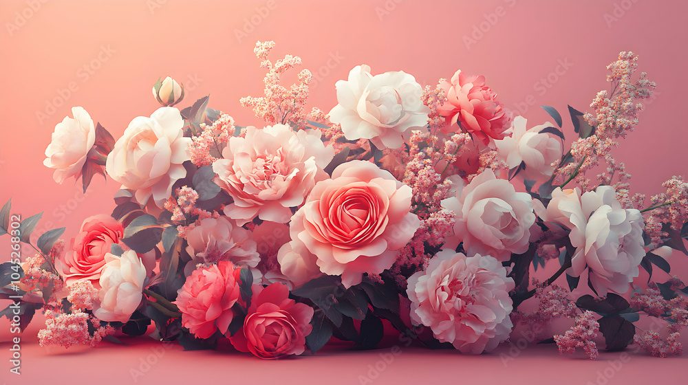 A Delicate and Romantic Bouquet of Roses and Peonies in Soft Pastel Tones, Perfect for Weddings and Special Occasions A Delicate and Romantic Bouquet of Roses and Peonies in Soft Pastel Tones, Perfect for Weddings and Special Occasions