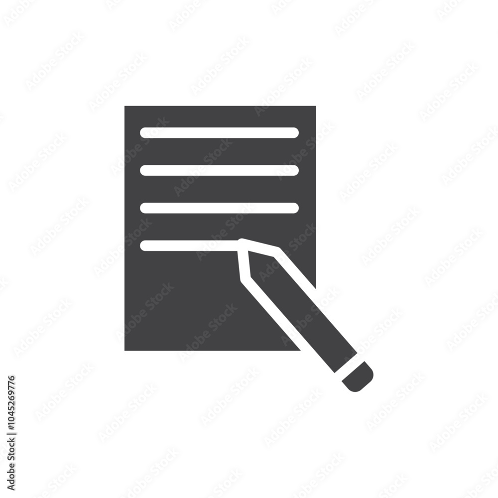 Writing icon Symbol mark in filled style Writing icon Symbol mark in filled style