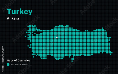 Creative Dotted Map of Turkey with capital Ankara. Soft Square dots	 photo