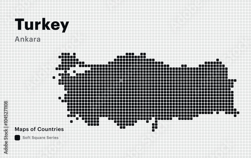 Creative Dotted Map of Turkey with capital Ankara. Soft Square dots	 photo