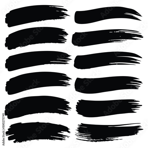 Abstract Black Brush Strokes Set: Rough Edges for Design	