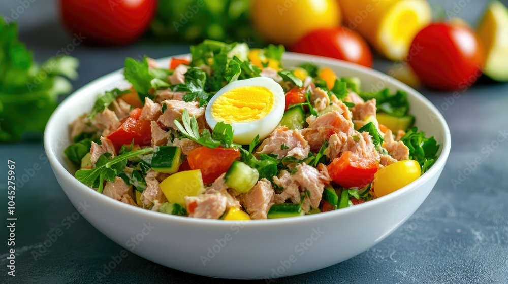 Fresh Colorful Salad with Tuna and Vegetables