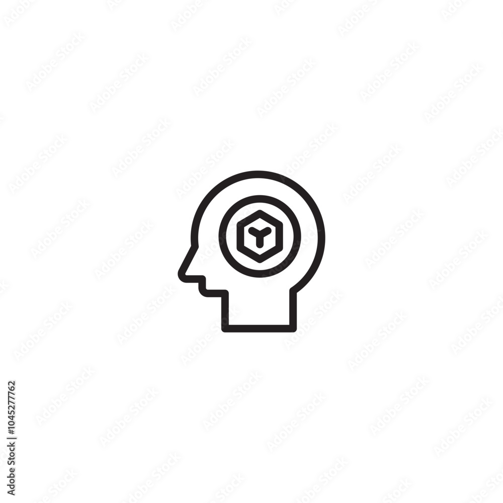 Creative thinking icon. A human head with a cube-like shape inside, symbolizing creative thinking or innovative ideas. Editable icon. Creative thinking icon. A human head with a cube-like shape inside, symbolizing creative thinking or innovative ideas. Editable icon.