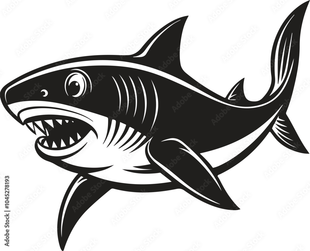 A shark is jumping silhouette illustration A shark is jumping silhouette illustration