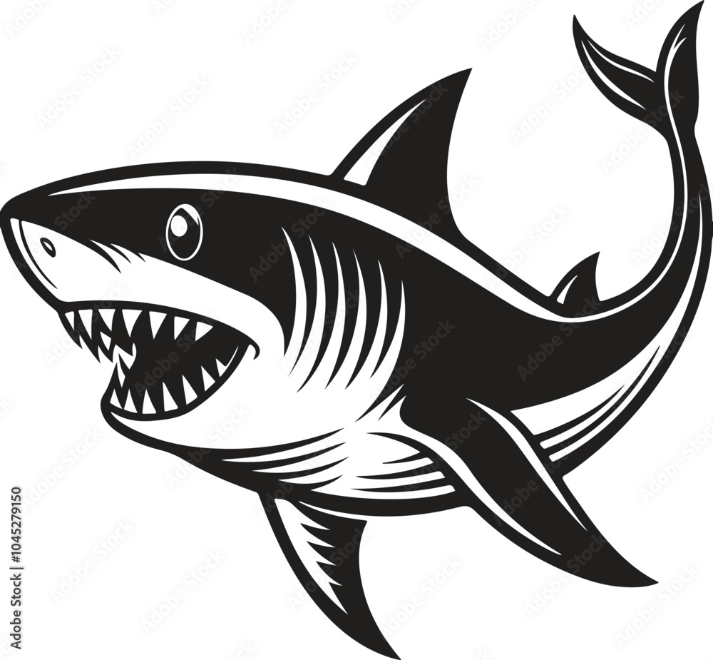 A shark is jumping silhouette illustration A shark is jumping silhouette illustration