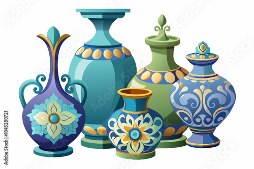 Colored ceramic vases set