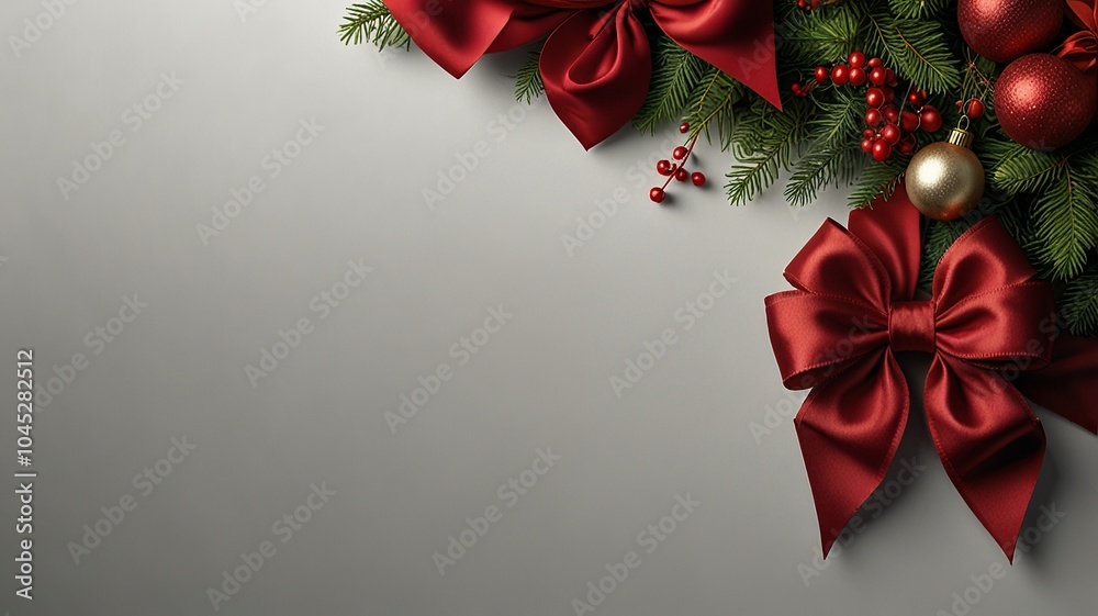 Elegant Christmas Decor with Red Bows and Ornaments Elegant Christmas Decor with Red Bows and Ornaments