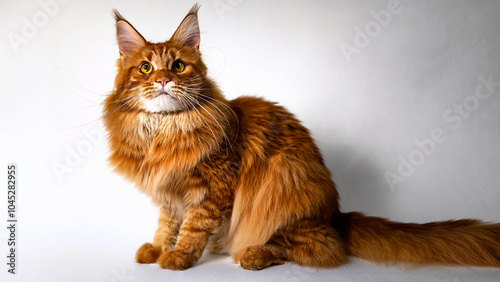 Kurilian Bobtail sitting on a white background photo