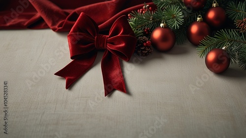 Elegant Red Bow and Ornaments for Holiday Decoration
