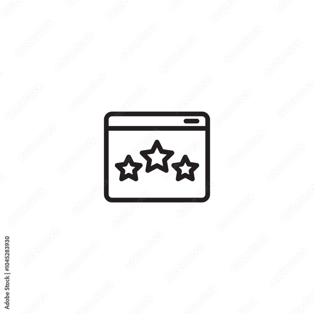 Website Rating Icon. A web browser icon with three stars inside, representing a website's rating or review score. Editable icon. Website Rating Icon. A web browser icon with three stars inside, representing a website's rating or review score. Editable icon.