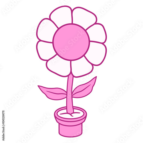 Pink Flowerpot Flower Cartoon Comic Design Happy Small Pretty Leaf Beautiful Green Plant Blooming Nature Lover Flowers Gardening Gardeners Thumb Garden Hobby Blooms Blossoms Gardener Leisure Summer