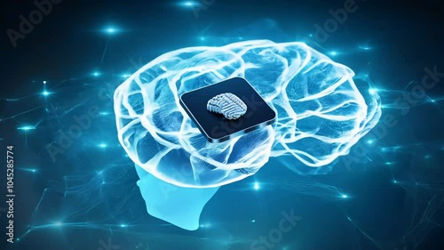 fusion brain top chiptechnology human intelligence symbolizing sitting computer ai chips technology artificial circuit electronic device invention futuristic innovation machine microchip silicon proc photo