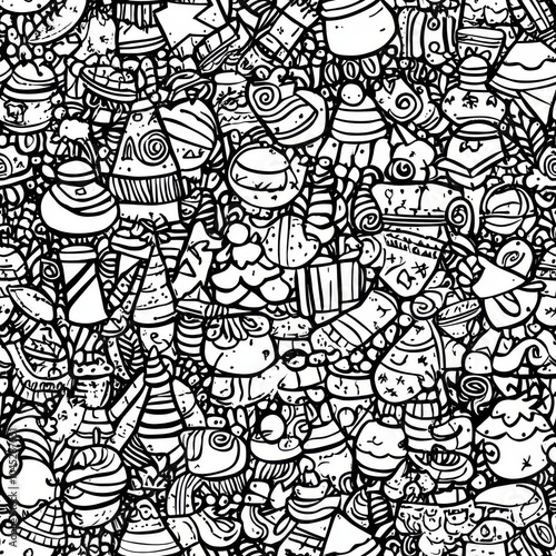 Abstract seamless pattern Christmas doodles