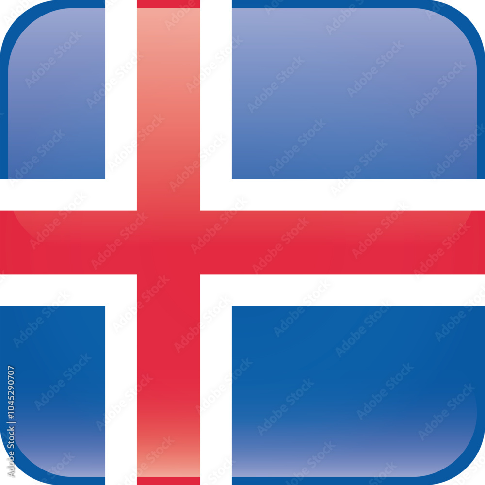 Fototapeta premium Cube shaped national flag of the European country of ICELAND