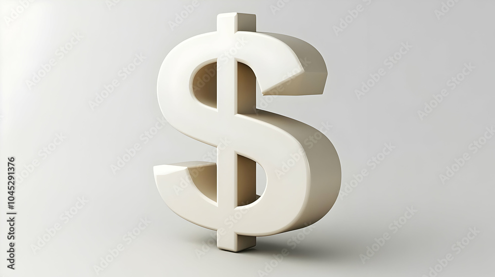 3D Plain White Dollar Sign Concept Icon on Simple Background, Camera Zoom Out to Emphasize Finance and Currency, Isolated 3D Symbol Representing Money and Financial Growth. 3D Plain White Dollar Sign Concept Icon on Simple Background, Camera Zoom Out to Emphasize Finance and Currency, Isolated 3D Symbol Representing Money and Financial Growth.
