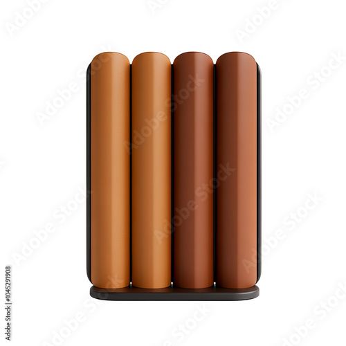 Four assorted hot dog sausages, white isolated background. photo