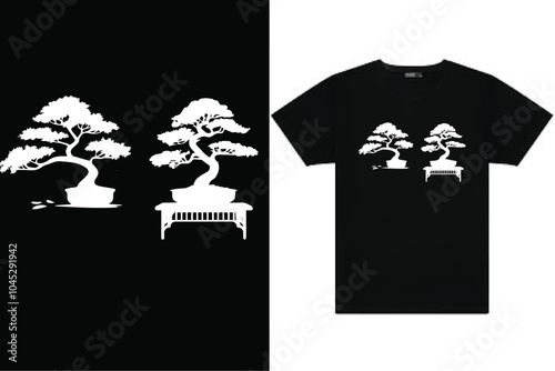Silhouette vector tree bonsai fish elements