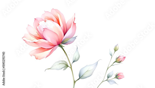 Watercolor Flower Illustration with Pastel Tones and Delicate Details