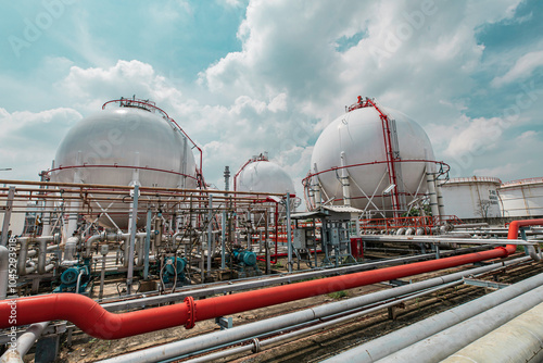 Obraz na płótnie White spherical propane tanks containing