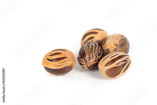 nutmeg isolated on white background photo