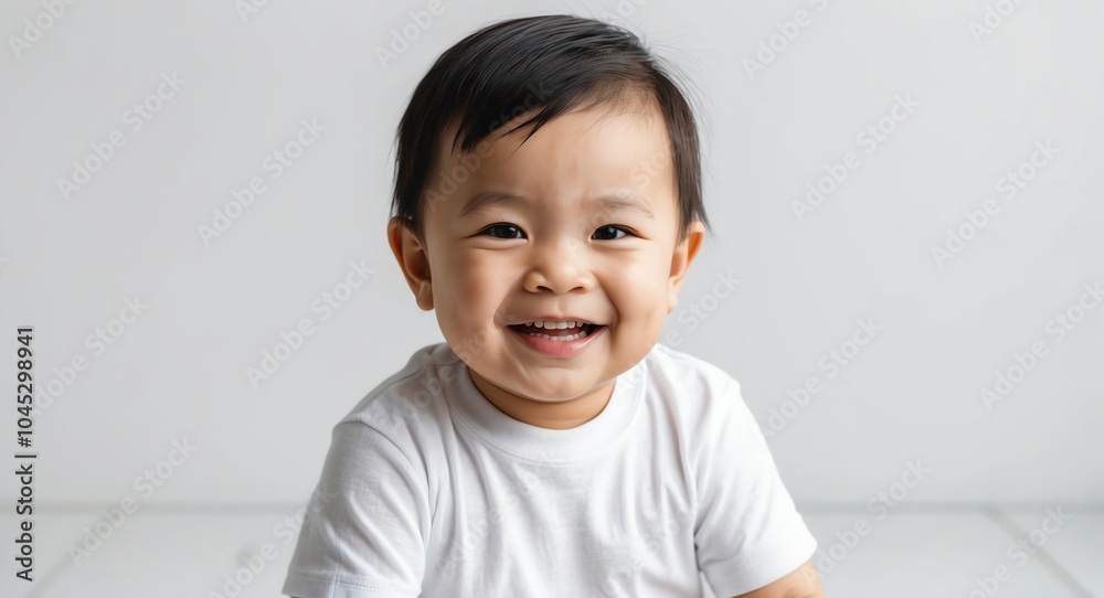 southeast asian toddler boy white background wearing plain white tshirt smiling happy portrait southeast asian toddler boy white background wearing plain white tshirt smiling happy portrait