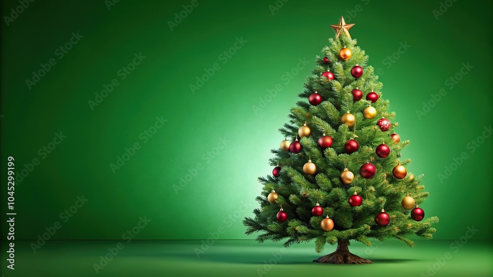 Christmas tree with candy cane ornaments isolated on green background Christmas tree with candy cane ornaments isolated on green background