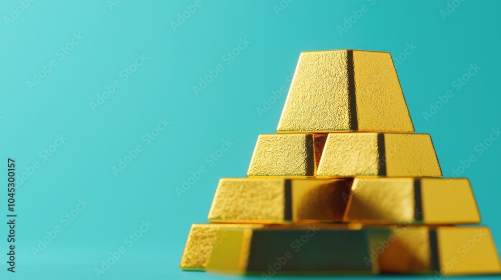 Golden Bars Stacked in a Modern Fortress Setting Golden Bars Stacked in a Modern Fortress Setting