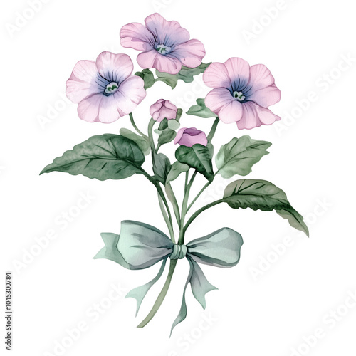 Purple bouquet watercolor on transparent background