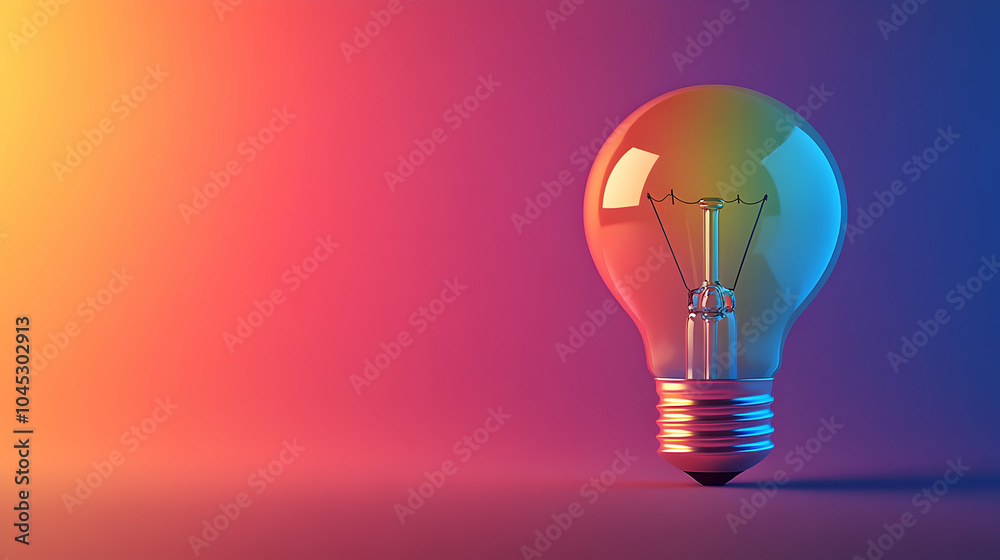 Vibrant Lightbulb Illuminated in Rainbow Colors Symbolizing Innovation and Creativity Vibrant Lightbulb Illuminated in Rainbow Colors Symbolizing Innovation and Creativity