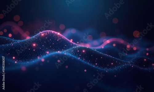 Abstract modern neon waves background or backdrop with glow and bokeh