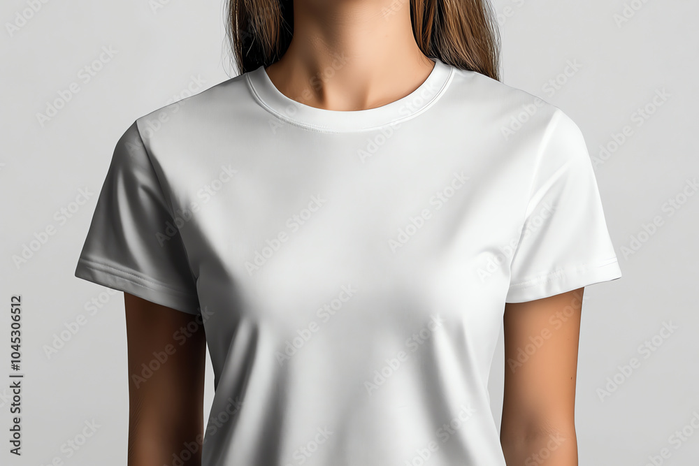 Plain White T-Shirt Mockup for Branding on Neutral Background Plain White T-Shirt Mockup for Branding on Neutral Background