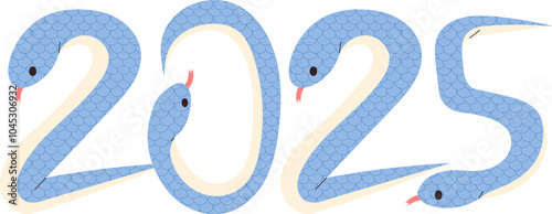 Calligraphy representing the year 2025 as a blue snake