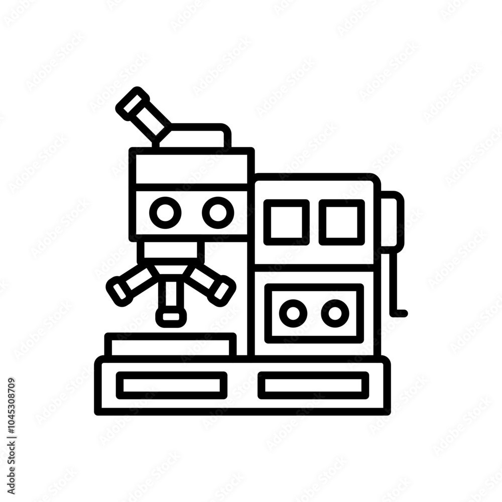 Fototapeta premium Atomic Microscope Outline Icon, Vector illustration