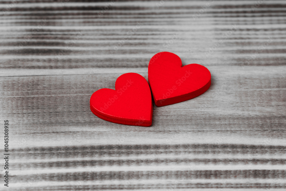 red hearts on rustic wood . valentines day background red hearts on rustic wood . valentines day background