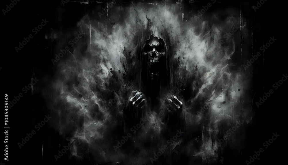 Fototapeta premium Haunting Skull in Smoky Abyss 