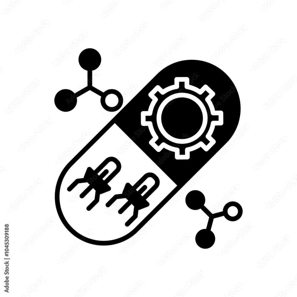 Nano Medicine Glyph Icon, Vector illustration Nano Medicine Glyph Icon, Vector illustration