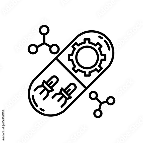 Nano Medicine Outline Icon, Vector illustration