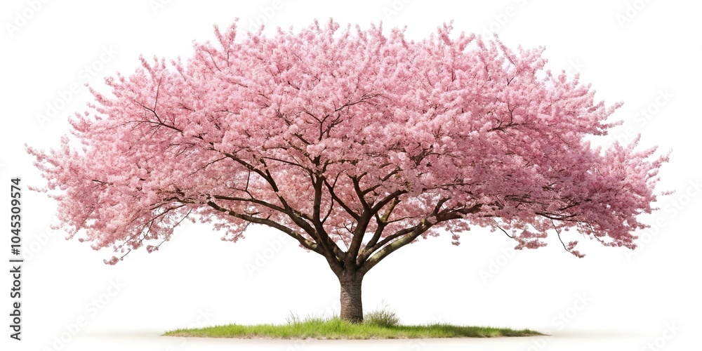 Obraz premium Cherry blossom tree isolated on white backdrop, Medium Shot