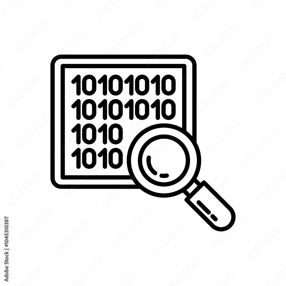 Binary Analysis Outline Icon, Vector illustration Binary Analysis Outline Icon, Vector illustration
