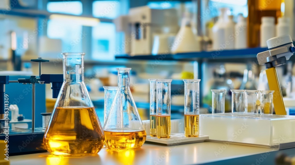A Close-up View of Laboratory Equipment, displaying a Tidy Background with White Space, Accentuating the Magic and Danger Inherent in Nature's Scientific Exploration. A Close-up View of Laboratory Equipment, displaying a Tidy Background with White Space, Accentuating the Magic and Danger Inherent in Nature's Scientific Exploration.