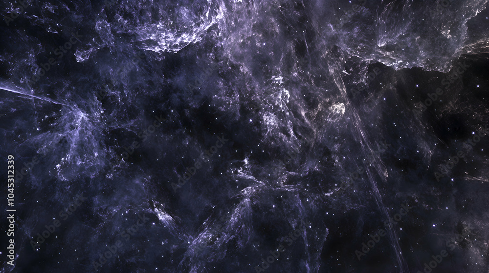 Obraz premium A space background with soft gradients transitioning from dark blue to light purple, featuring scattered stars and abstract nebula shapes