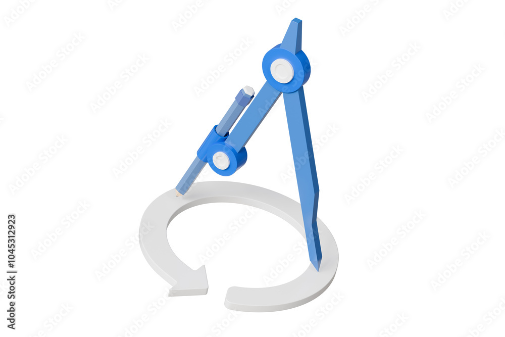 3d Geometric compass with curve arrow icon. Minimal Drawing compass icon on isolated background. Compasses sign. Drawing and educational tools. Geometric instrument. Back to school concept. 3D render. 3d Geometric compass with curve arrow icon. Minimal Drawing compass icon on isolated background. Compasses sign. Drawing and educational tools. Geometric instrument. Back to school concept. 3D render.