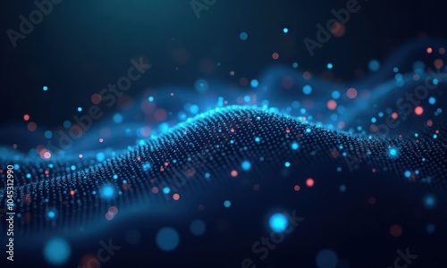 Abstract modern neon waves background or backdrop with glow and bokeh